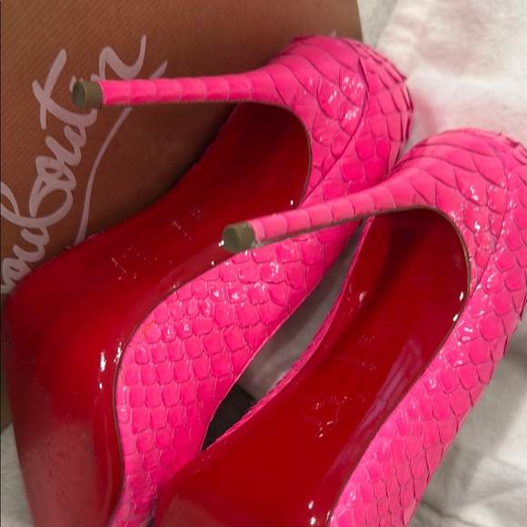 Christian Louboutin Pink Python Leather Heels - Picture 7 of 14